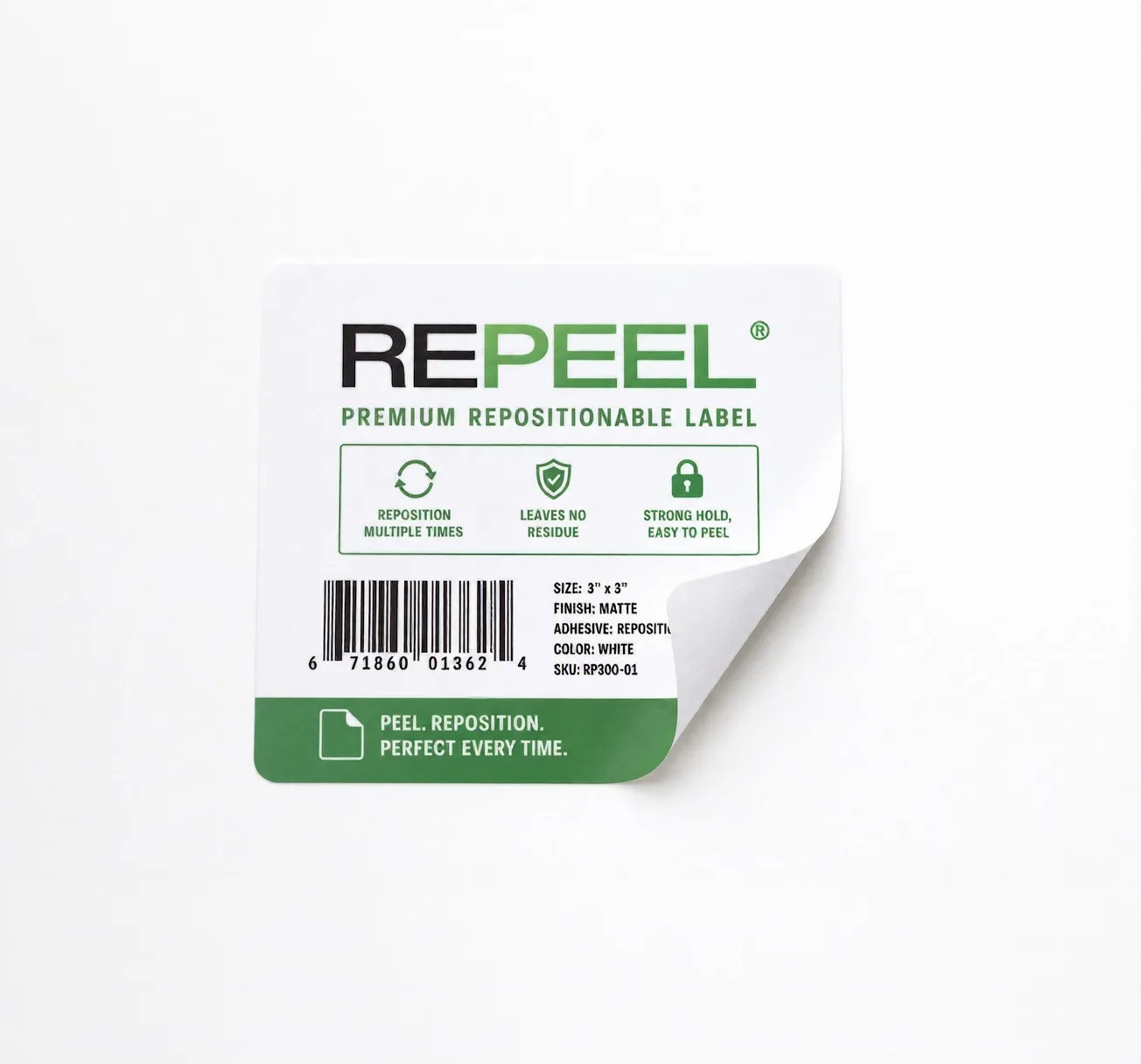 Repositionable label example